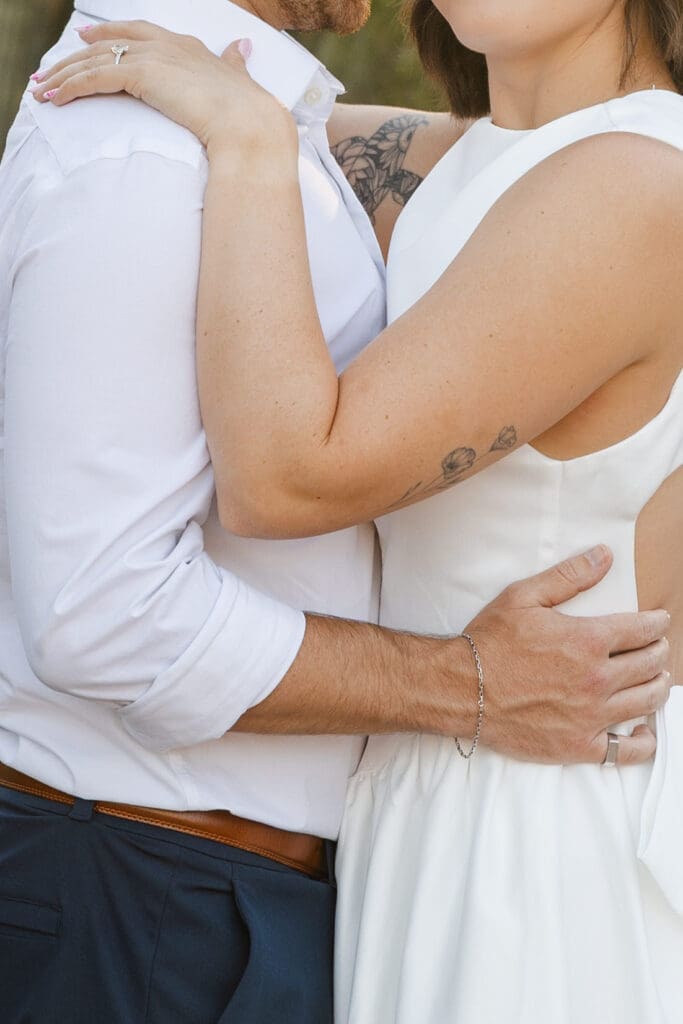 Couple's engagement photo close up details. 