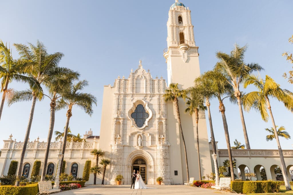 Wide landscape photo of Immaculata Catholic Church in San Diego