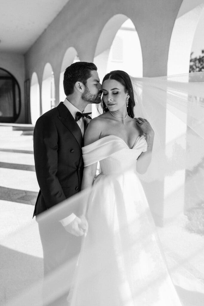 Black and white timeless bridal portraits