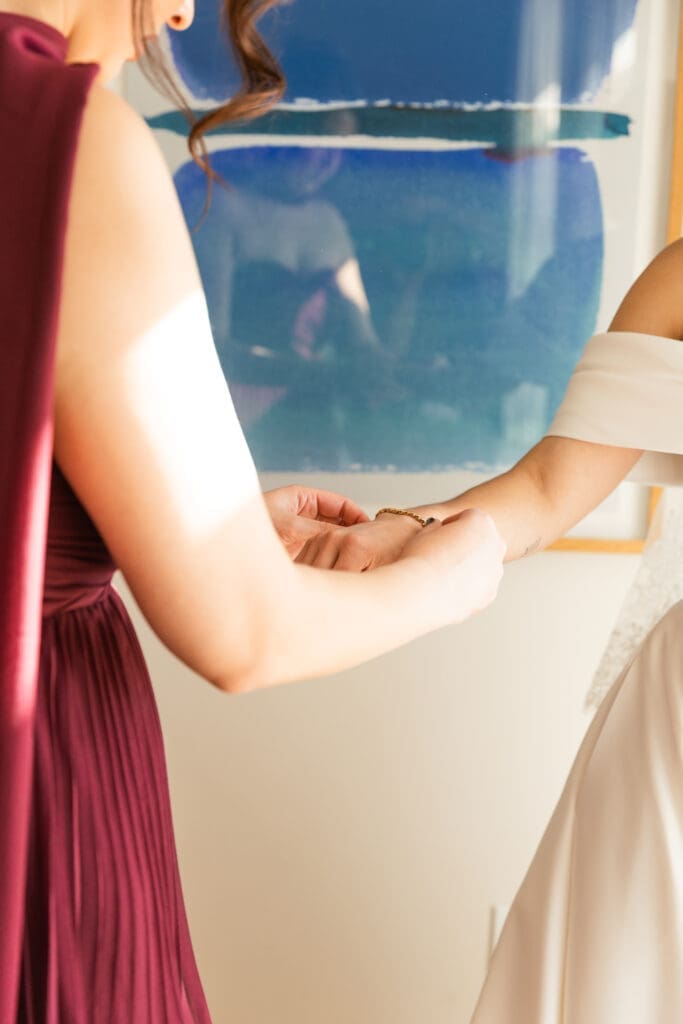 Bride getting ready with bridal party