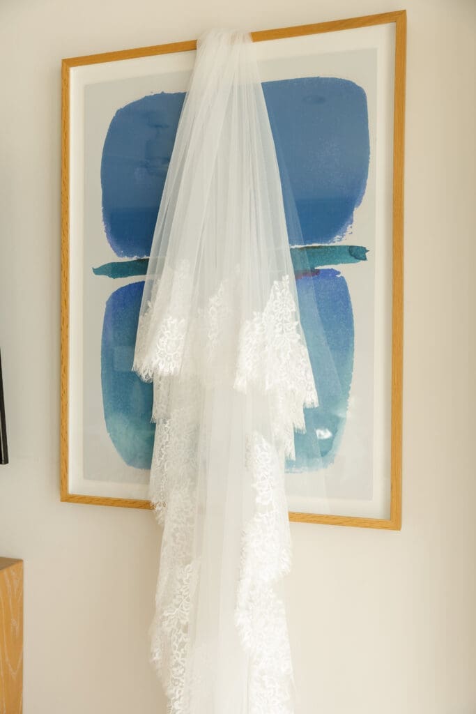 Bride's wedding veil close up shot
